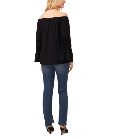 Women's Off-the-Shoulder Bell-Sleeve Top Black $22.91 Tops