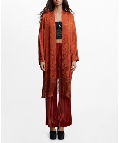 Women's Long Sleeve Jacquard Kaftan Russet $70.00 Jackets