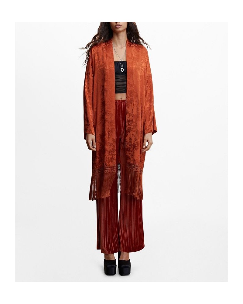 Women's Long Sleeve Jacquard Kaftan Russet $70.00 Jackets