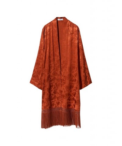 Women's Long Sleeve Jacquard Kaftan Russet $70.00 Jackets