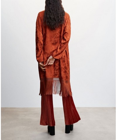 Women's Long Sleeve Jacquard Kaftan Russet $70.00 Jackets