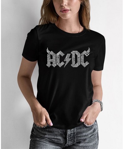 Women's Word Art ACDC Song Titles T-shirt Black $17.15 Tops