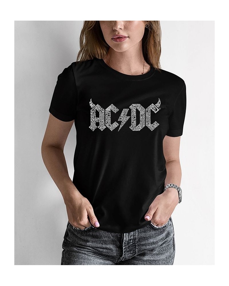 Women's Word Art ACDC Song Titles T-shirt Black $17.15 Tops