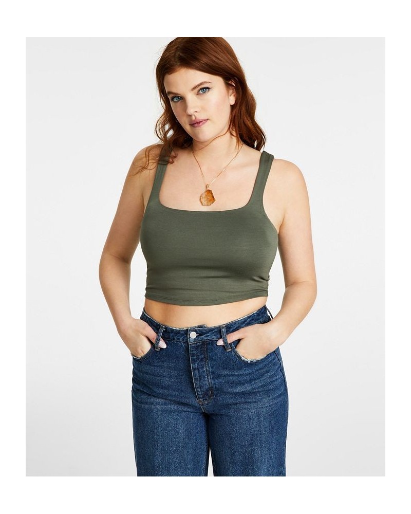 Women's Jersey Square-Neck Sleeveless Tank Top Green $10.86 Tops