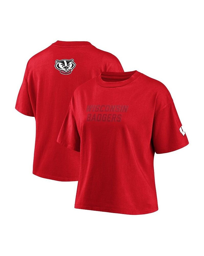 Women's Red Wisconsin Badgers Crop T-shirt Red $24.29 Tops