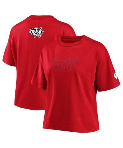 Women's Red Wisconsin Badgers Crop T-shirt Red $24.29 Tops