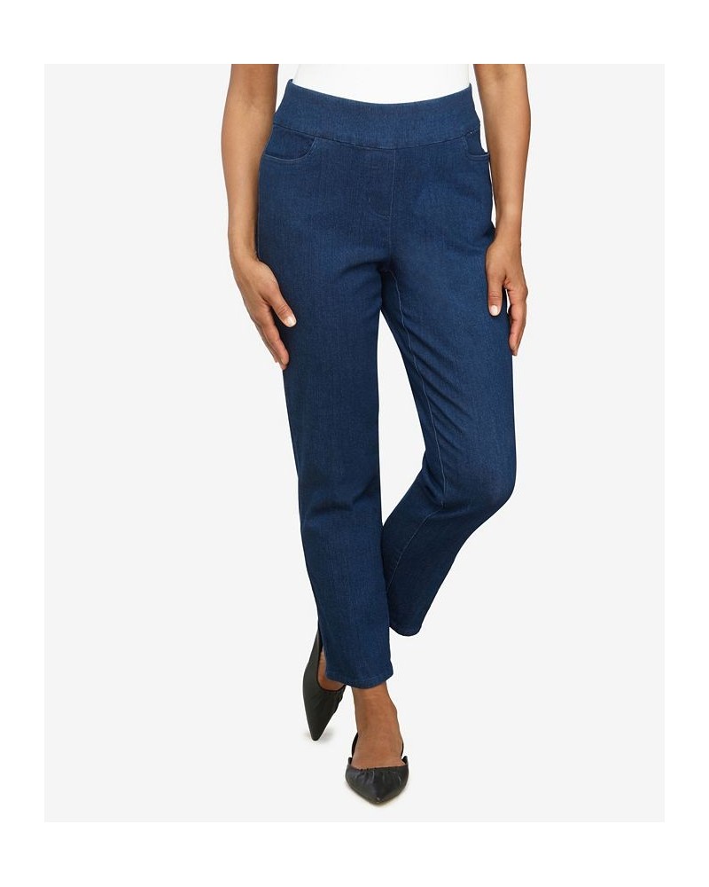 Petite Size Key Items Pull-On Super Stretch Mid- Rise Short Straight Leg Pants Dark Denim $23.90 Pants