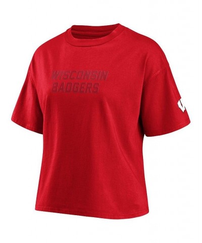 Women's Red Wisconsin Badgers Crop T-shirt Red $24.29 Tops