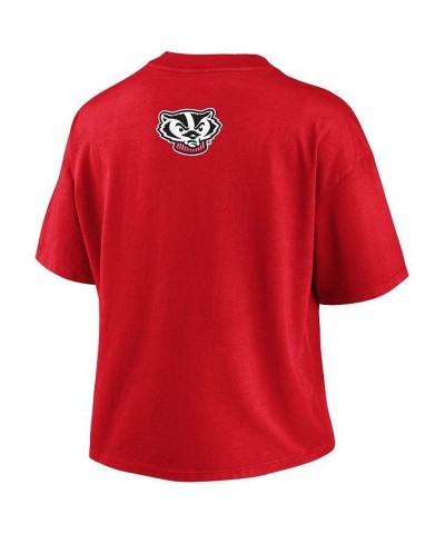 Women's Red Wisconsin Badgers Crop T-shirt Red $24.29 Tops