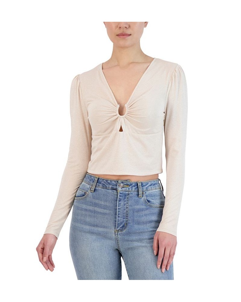 Women's Long-Sleeve Keyhole Top White $23.37 Tops