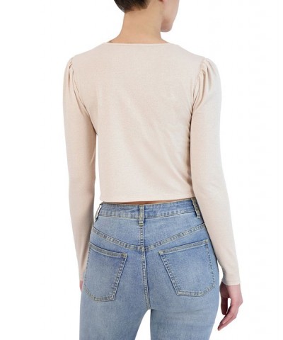 Women's Long-Sleeve Keyhole Top White $23.37 Tops