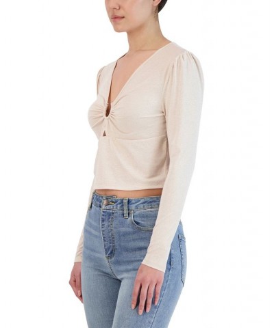 Women's Long-Sleeve Keyhole Top White $23.37 Tops