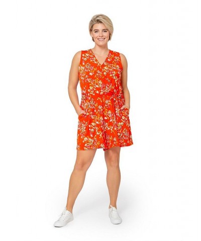 Womens Plus Size Sleeveless Darcy Romper Watercolor Floral Grenadine $69.52 Shorts