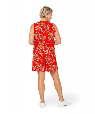 Womens Plus Size Sleeveless Darcy Romper Watercolor Floral Grenadine $69.52 Shorts