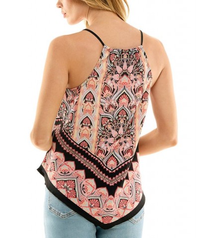 Juniors' Printed Handkerchief-Hem Sleeveless Top Pat M $24.50 Tops