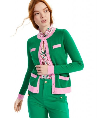 Women's Colorblocked Cardigan Green $15.64 Sweaters