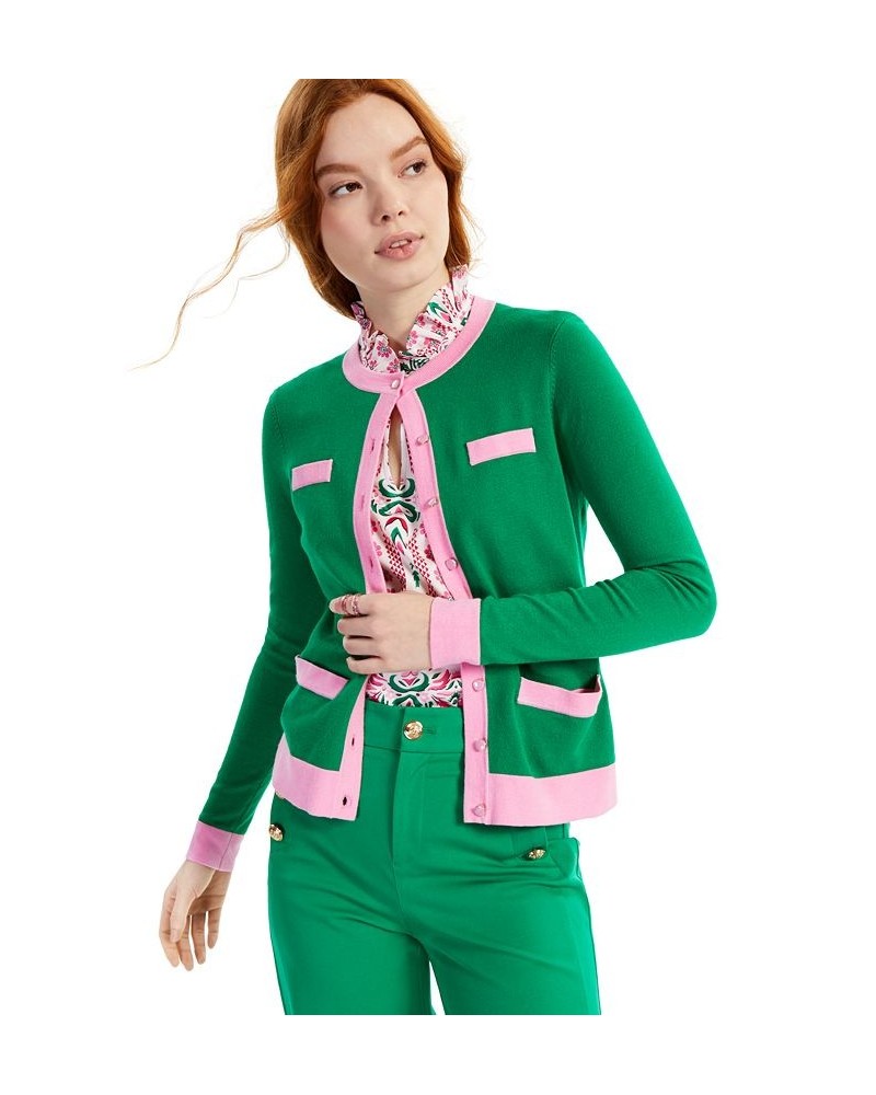 Women's Colorblocked Cardigan Green $15.64 Sweaters