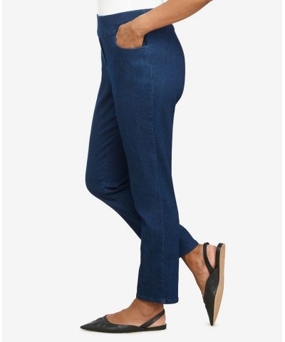 Petite Size Key Items Pull-On Super Stretch Mid- Rise Short Straight Leg Pants Dark Denim $23.90 Pants