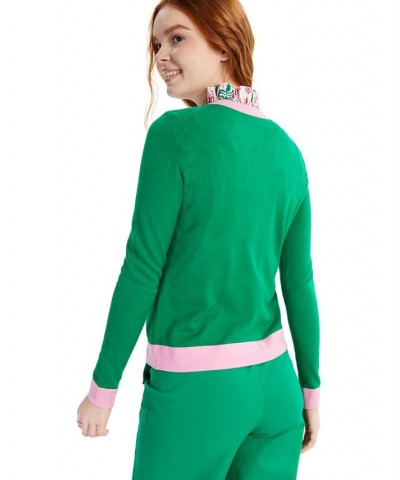 Women's Colorblocked Cardigan Green $15.64 Sweaters