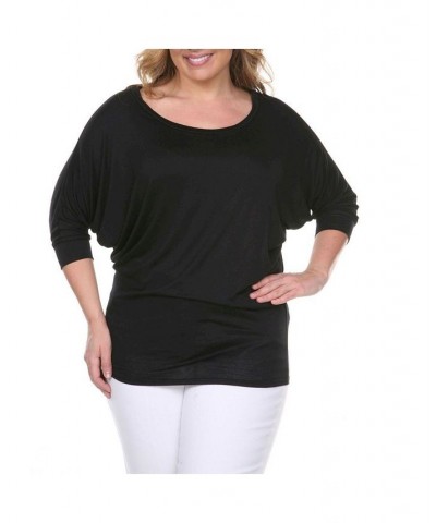 Plus Size Bat Sleeve Tunic Top Black $32.24 Tops