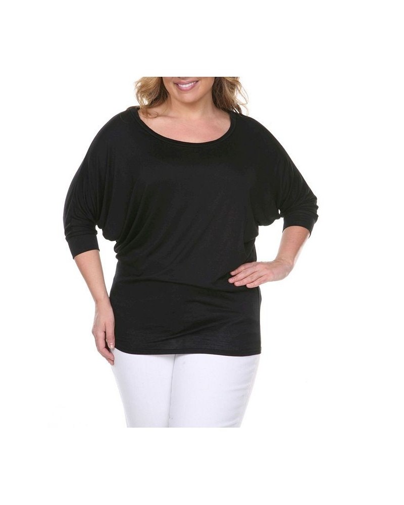 Plus Size Bat Sleeve Tunic Top Black $32.24 Tops