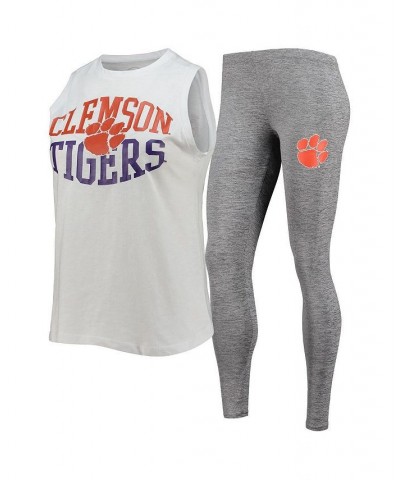 Women's Charcoal and White Clemson Tigers Tank Top and Leggings Sleep Set Charcoal, White $29.90 Pajama