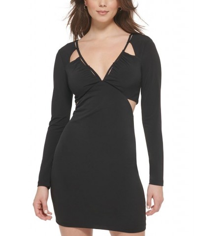 Women's Cutout Long-Sleeve Bodycon Dress Black $46.08 Dresses