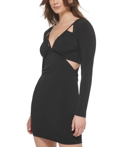 Women's Cutout Long-Sleeve Bodycon Dress Black $46.08 Dresses