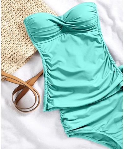 Women's Printed Twist-Front Shirred Tankini Top Boy Shorts Swim Skirt & High-Waist Bikini Bottoms Juicy Coral $44.00 Swimsuits