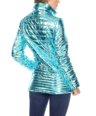 Women's Metallic Puffer Coat Green $26.16 Coats