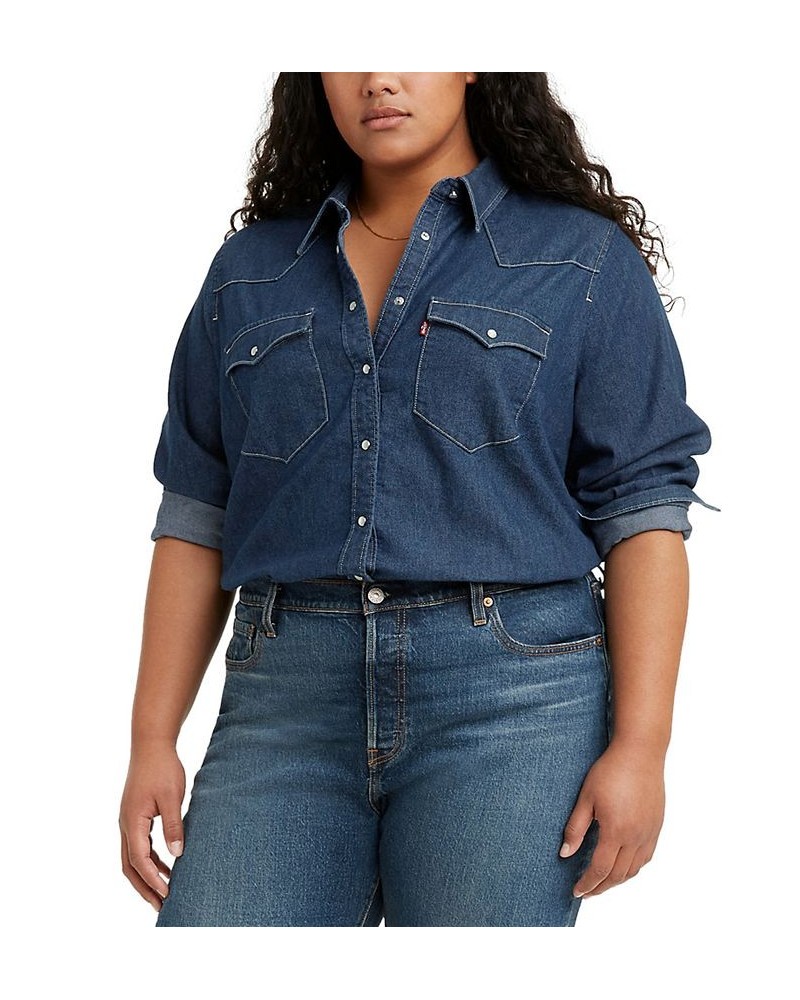 Trendy Plus Size Ultimate Western Shirt Minds Eye $37.79 Tops