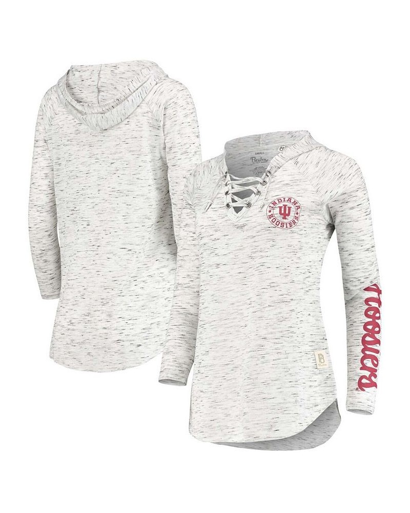 Women's Gray Indiana Hoosiers Kate Space Dye Lace-Up Long Sleeve T-Shirt Gray $23.00 Tops