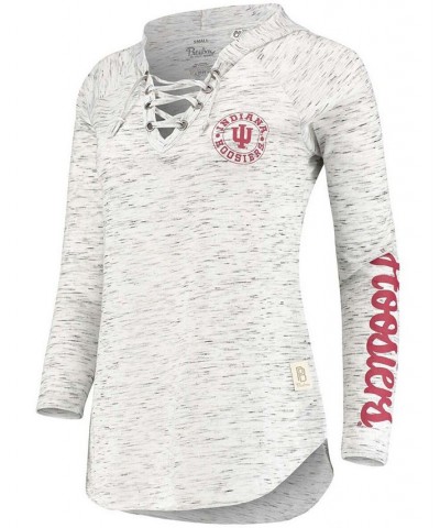 Women's Gray Indiana Hoosiers Kate Space Dye Lace-Up Long Sleeve T-Shirt Gray $23.00 Tops