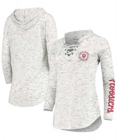 Women's Gray Indiana Hoosiers Kate Space Dye Lace-Up Long Sleeve T-Shirt Gray $23.00 Tops