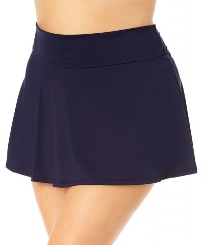 Plus Size Surplice Shirred Tankini Top & High-Waist Bikini Bottoms Navy Blue $38.64 Swimsuits