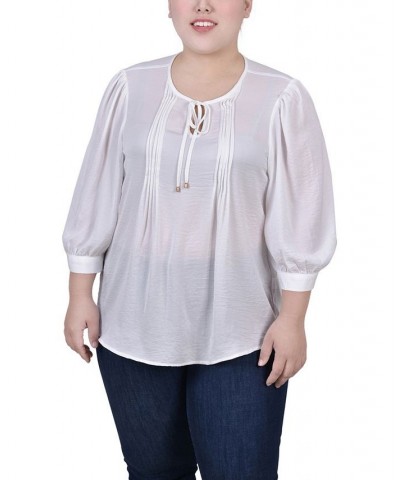 Plus Size Satin Blouse Ivory/Cream $15.48 Tops