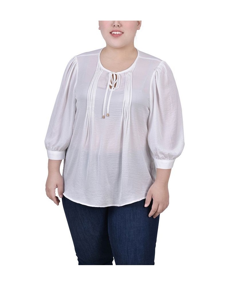 Plus Size Satin Blouse Ivory/Cream $15.48 Tops