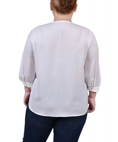 Plus Size Satin Blouse Ivory/Cream $15.48 Tops