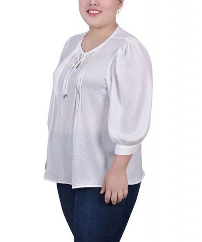 Plus Size Satin Blouse Ivory/Cream $15.48 Tops