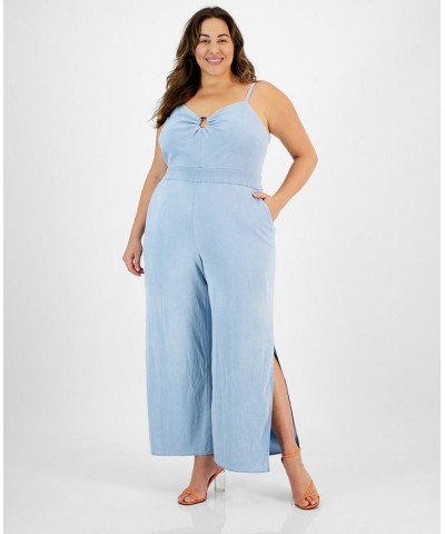 Plus Size Sleeveless Cutout Jumpsuit Blue Whisper $20.59 Pants