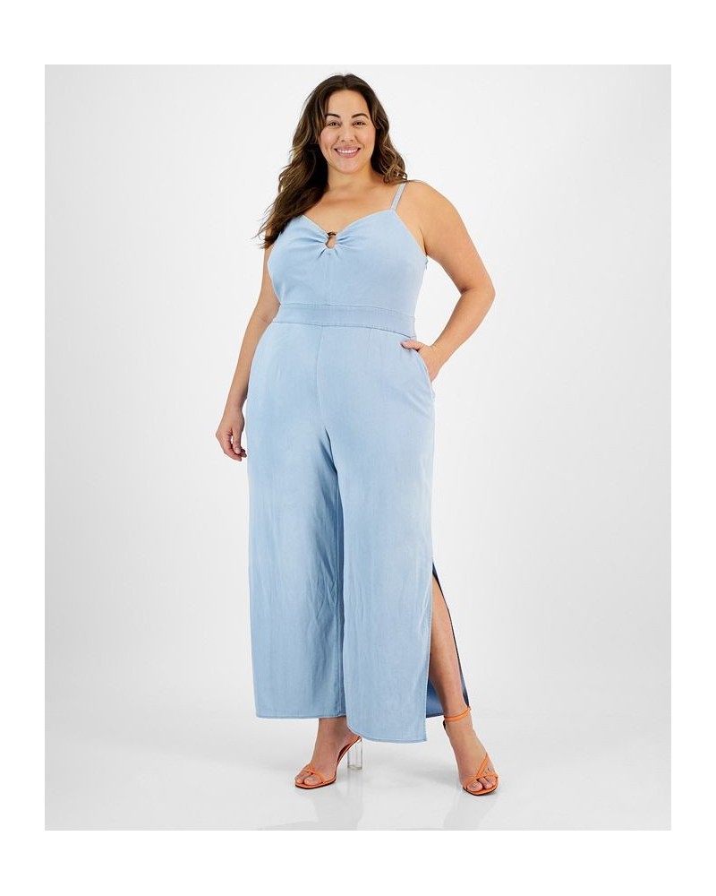 Plus Size Sleeveless Cutout Jumpsuit Blue Whisper $20.59 Pants