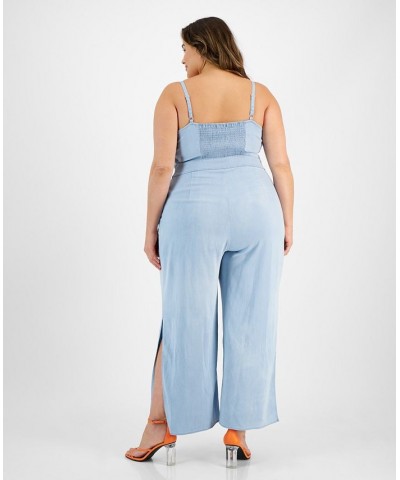 Plus Size Sleeveless Cutout Jumpsuit Blue Whisper $20.59 Pants