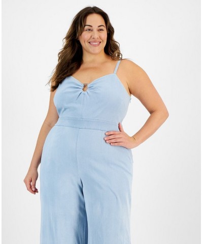 Plus Size Sleeveless Cutout Jumpsuit Blue Whisper $20.59 Pants