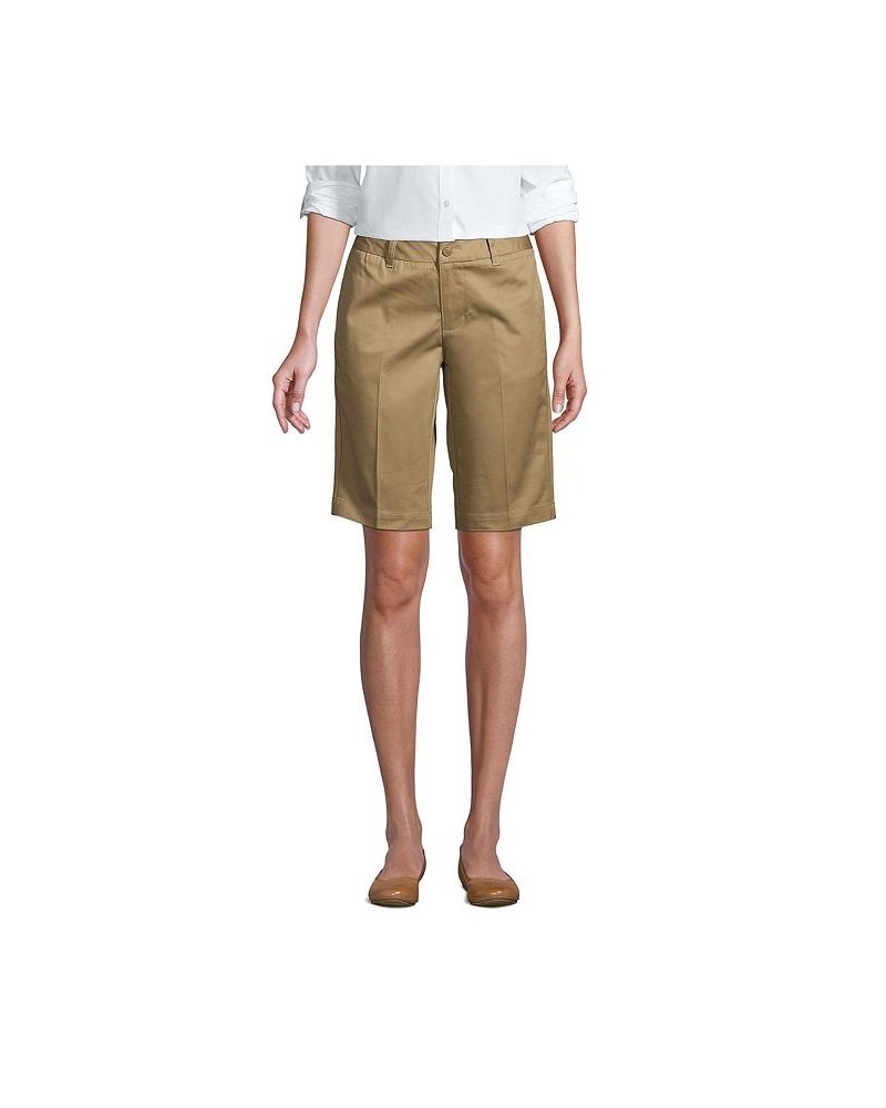 School Uniform Women's Tall Plain Front Blend Chino Shorts Tan/Beige $25.89 Shorts