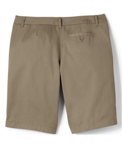 School Uniform Women's Tall Plain Front Blend Chino Shorts Tan/Beige $25.89 Shorts