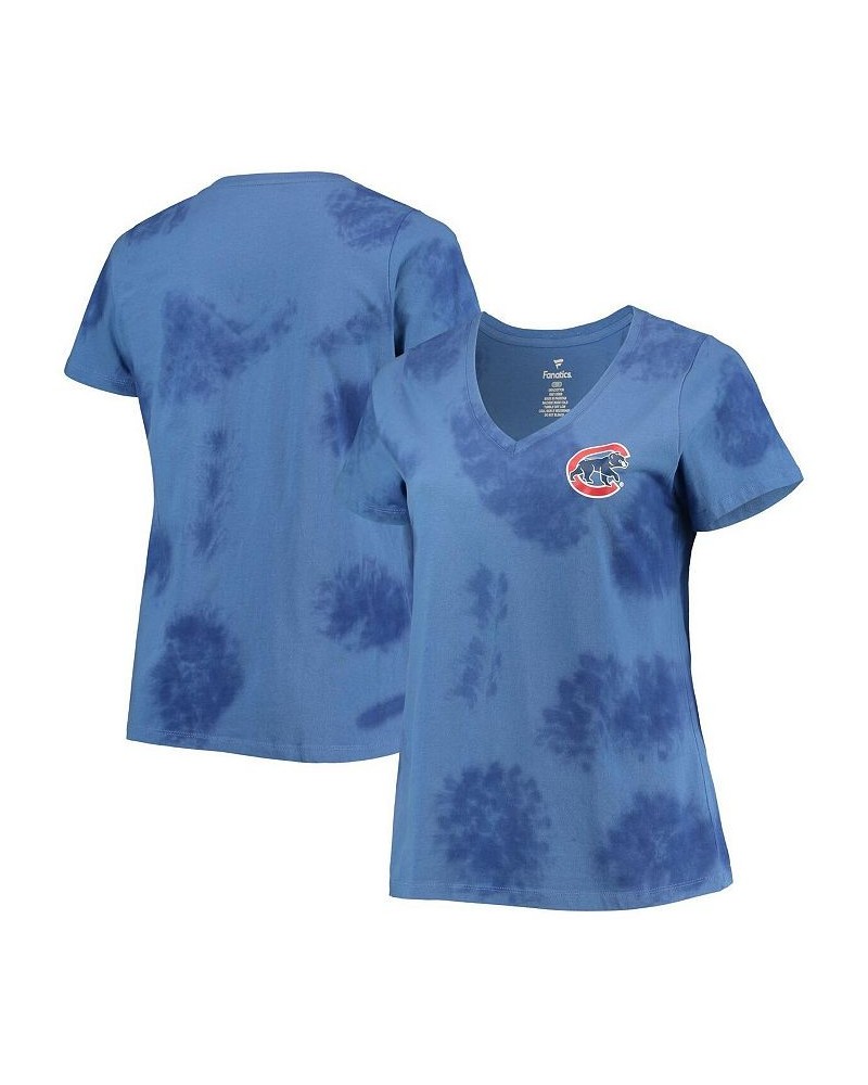 Women's Royal Chicago Cubs Plus Size Cloud V-Neck T-shirt Royal $19.35 Tops