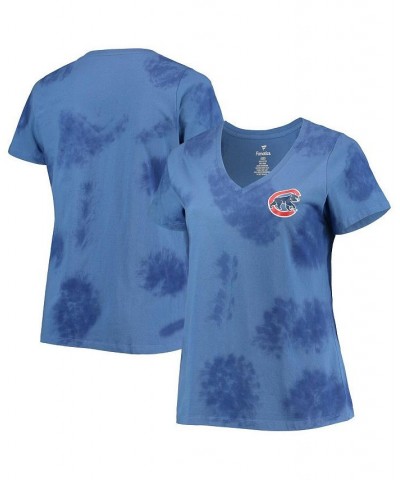 Women's Royal Chicago Cubs Plus Size Cloud V-Neck T-shirt Royal $19.35 Tops