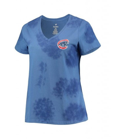 Women's Royal Chicago Cubs Plus Size Cloud V-Neck T-shirt Royal $19.35 Tops