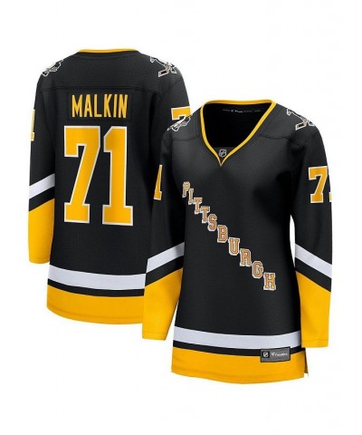 Women's Branded Evgeni Malkin Black Pittsburgh Penguins 2021/22 Alternate Premier Breakaway Player Jersey Black $46.62 Jersey