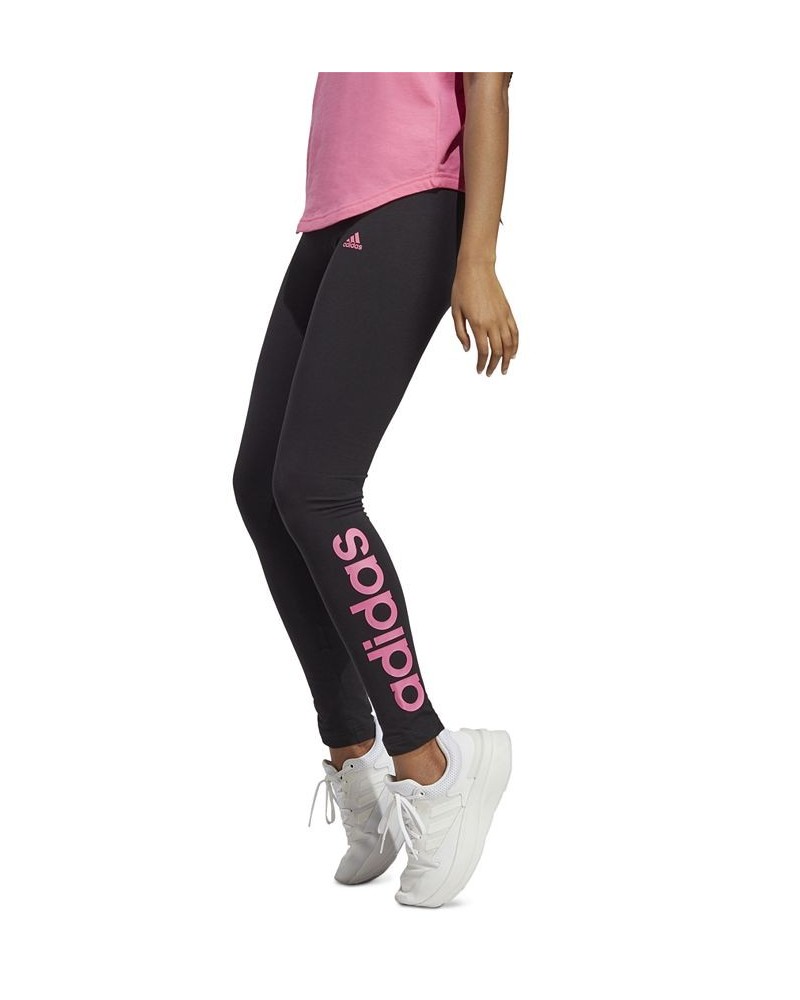 Plus Size Cotton Crewneck Logo-Print T-Shirt and Linear-Logo Full Length Leggings Black, Pulse Magenta $16.49 Outfits